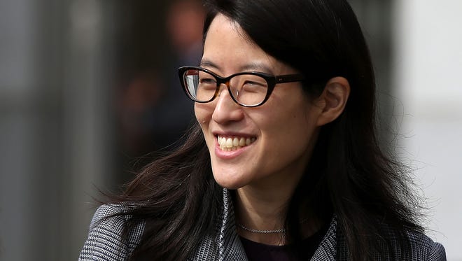 Ellen Pao, now interim CEO of Reddit, leaving San Francisco Superior Court during a lunch break from the trial.