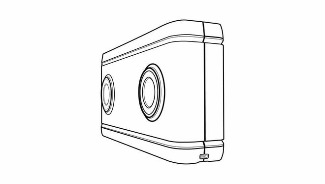 Artist rendering of Lenovo's new dual lens 180 virtual reality camera, which will be out in December.