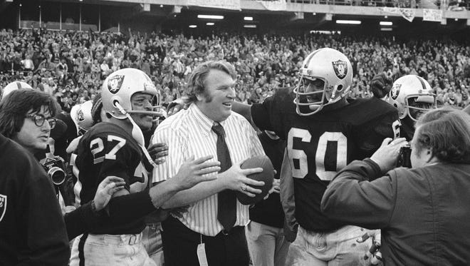 The Raiders enjoyed their heyday under coach John Madden, who led the team to a 112-39-7 record from 1969-78. Madden won  one Super Bowl and took Oakland to the playoffs eight times during his 10-year tenure.