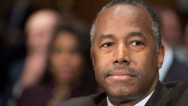 Retired neurosurgeon Ben Carson, nominee for Housing and Urban Development, during confirmation hearing before the Senate Banking, Housing and Urban Affairs Committee Jan. 12, 2016.