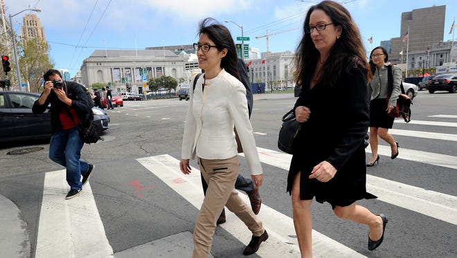 Ellen Pao walks back to court. A jury ruled against Ellen Pao on Friday in her sex discrimination case against venture capital firm Kleiner Perkins Caufield & Byers.
The jury found that Kleiner Perkins did not discriminate against Pao on the basis of gender, did not keep her from a promotion due to her gender, took reasonable steps to prevent gender discrimination at the firm and did not retaliate against her for complaining about gender discrimination.