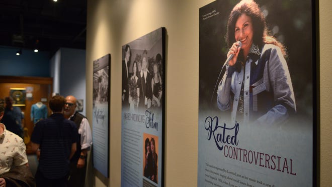 The "Loretta Lynn: Blue Kentucky Girl" exhibit opens Friday, August 25, 2017 at the Country Music Hall of Fame in downtown Nashville. Hundreds gathered inside the museum Tuesday evening for an opening ceremony featuring guest appearances  by Margo Price, Kacey Musgraves and Brandy Clark.