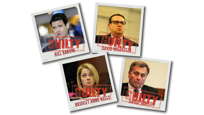 Bill Baroni, clockwise from upper left; David Wildstein; David Samson; and Bridget Anne Kelly all have been found guilty of various crimes and all either worked for New Jersey Gov. Chris Christie or were his political appointments to boards.