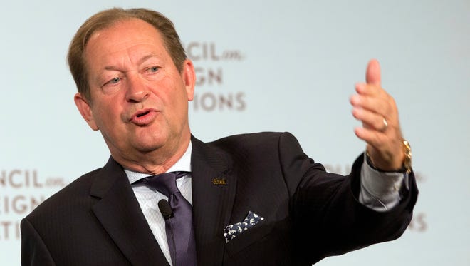 Inge Thulin, the Chairman, President, and CEO of 3M Company, stepped down from the council on Aug. 16.  Seen here, Thulin speaks at the Council on Foreign Relations on May 16, 2017, in New York.