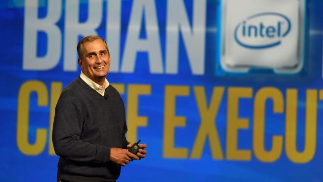 Intel chief executive Brian Krzanich delivers the keynote address during the 2016 Consumer Electronics Show in Las Vegas. Intel CEO Brian Krzanich stepped down from President Trump's business advisory council late Monday, becoming the third chief executive to cease working with the administration following Trump's response to the white nationalists' rally in Charlottesville, Va.