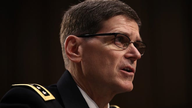 Army Gen. Joseph Votel, the head of U.S. Central Command, testifies before the Senate Armed Services Committee on March 9, 2017.