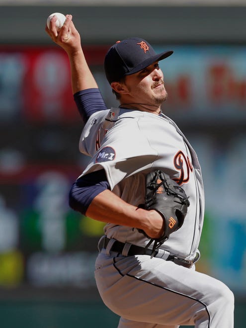 Tigers pitcher Blaine Hardy throws in the fifth inning of the Tigers' 5-4 win Saturday in Minneapolis.
