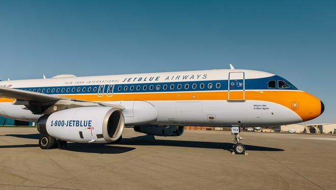 JetBlue provided this picture of the new 'RetroJet' livery for one of its Airbus A320 aircraft.