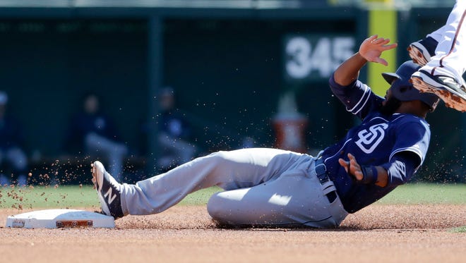 The Padres’ Manuel Margot stole 30 bases at Class AAA last year before seeing his first major league action in September.
