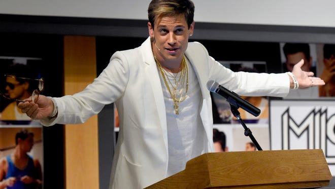 Milo Yiannopoulos, pictured speaking at the Mathematics building at the University of Colorado in Boulder, Colo., will appear on the HBO political series on Friday.