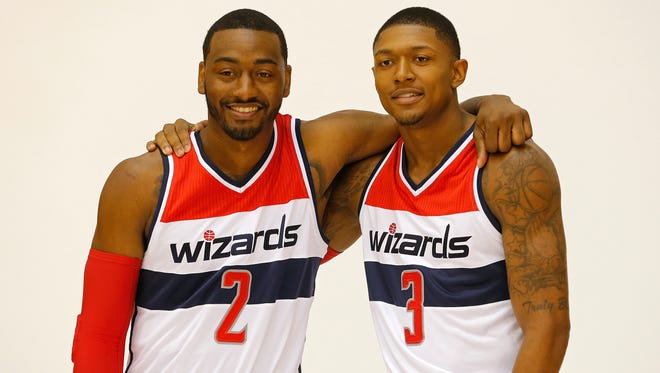 Washington Wizards guards John Wall (2) and Bradley Beal (3) were the hot topic at the team's media day.
