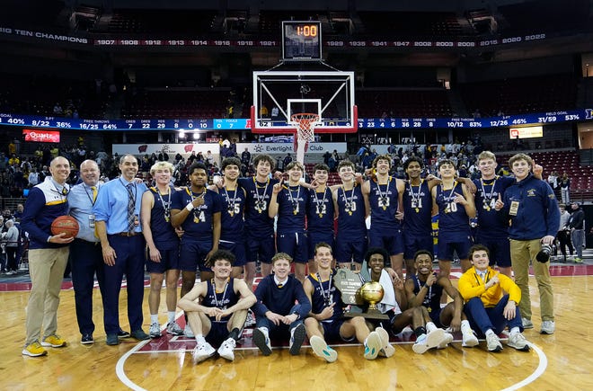 Marquette defeat Arrowhead in the WIAA Division 1 boys basketball state championship game on Saturday March 16, 2024 at the Kohl Center in Madison, Wis.