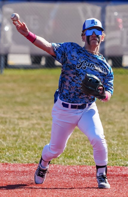 Brookfield Central shortstop Braylan Bigler (2) guns down a runner at first during the game at home against Sussex Hamilton on Saturday, April 6, 2024.