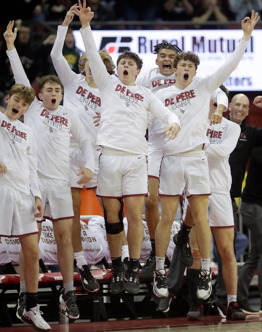 De Pere High School against Arrowhead High School during their WIAA Division 1 state championship boys basketball game on Saturday, March 18, 2023 at the Kohl Center in Madison, Wis. De Dere won the game 69-49 to finish the season a perfect 30-0.
Wm. Glasheen USA TODAY NETWORK-Wisconsin